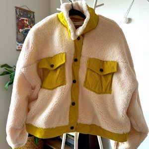 Anthro Cord & Fur Cropped Jacket